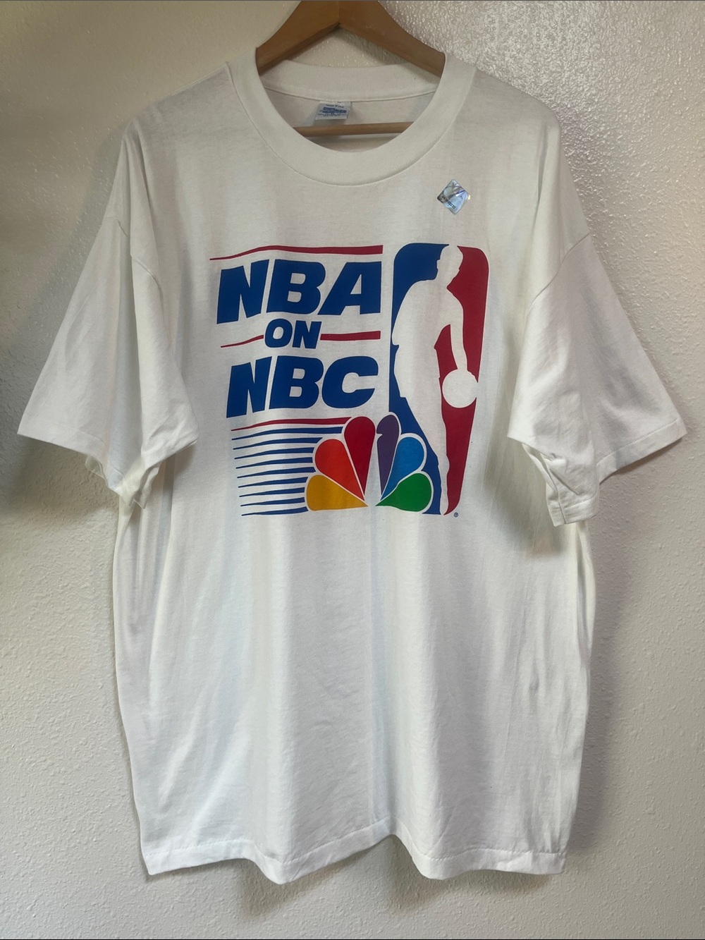 Vintage 90's NBA on NBC White T-Shirt Single Stitch Graphic NWT